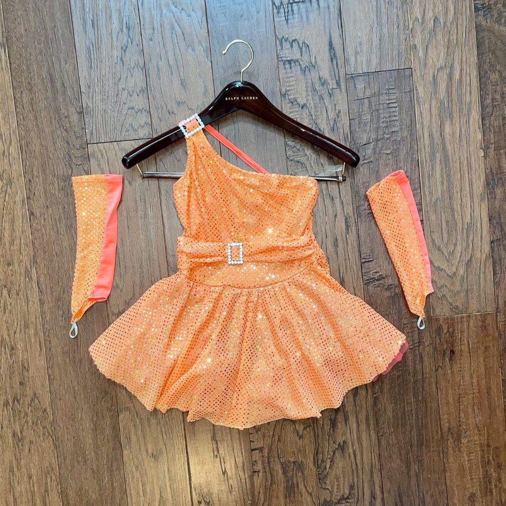 Orange Sequin Girls Costume Dress